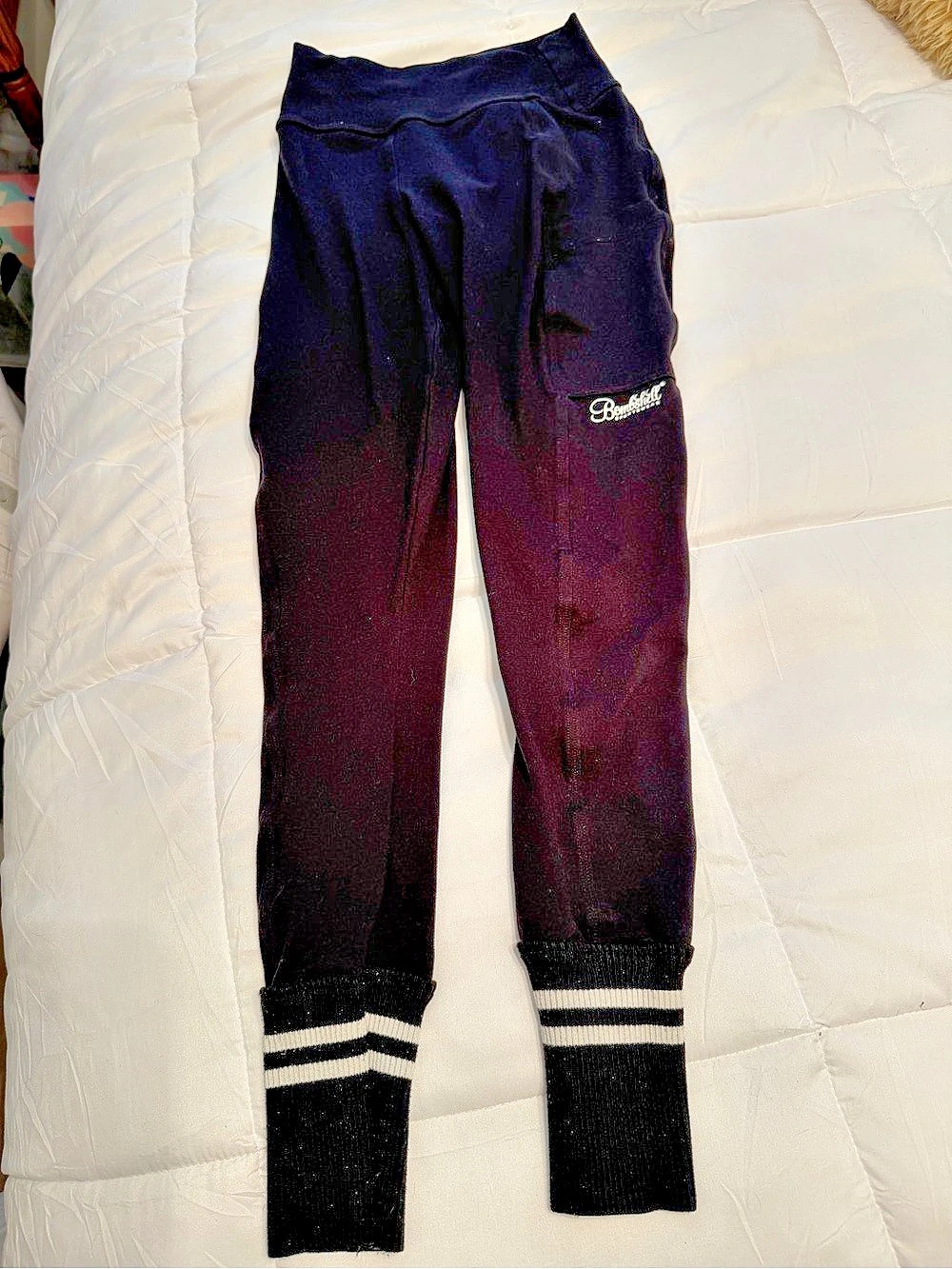 Bombshell Sportswear Black Ribbed Cuff Leggings Size Small